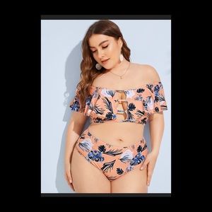 Tropical Cut Out Flounce Bikini (100% new)